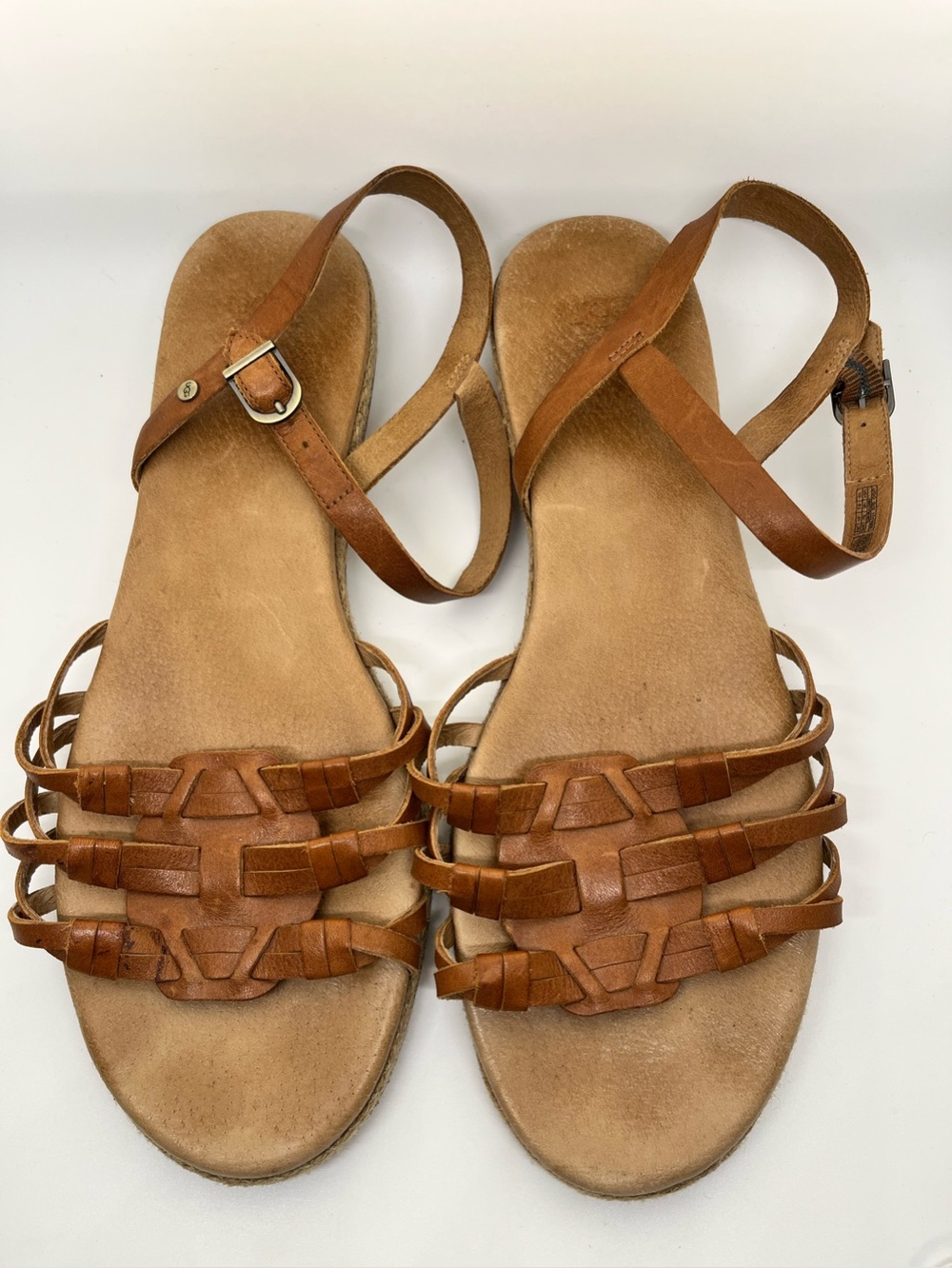 UGG Larisa Women’s Brown Leather Strappy Sandals Sz 10